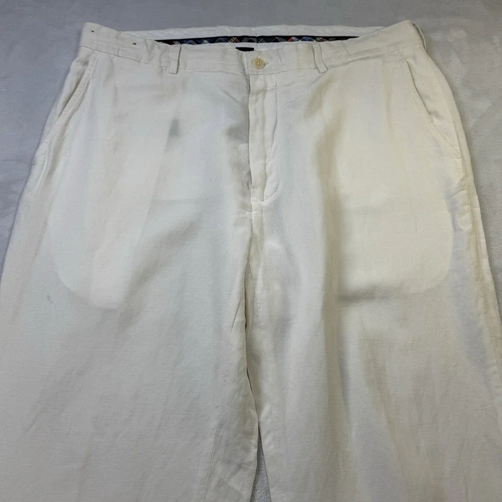Polo Ralph Lauren Men's 36x30 Ivory Linen Silk Classic Fit Dress Pants